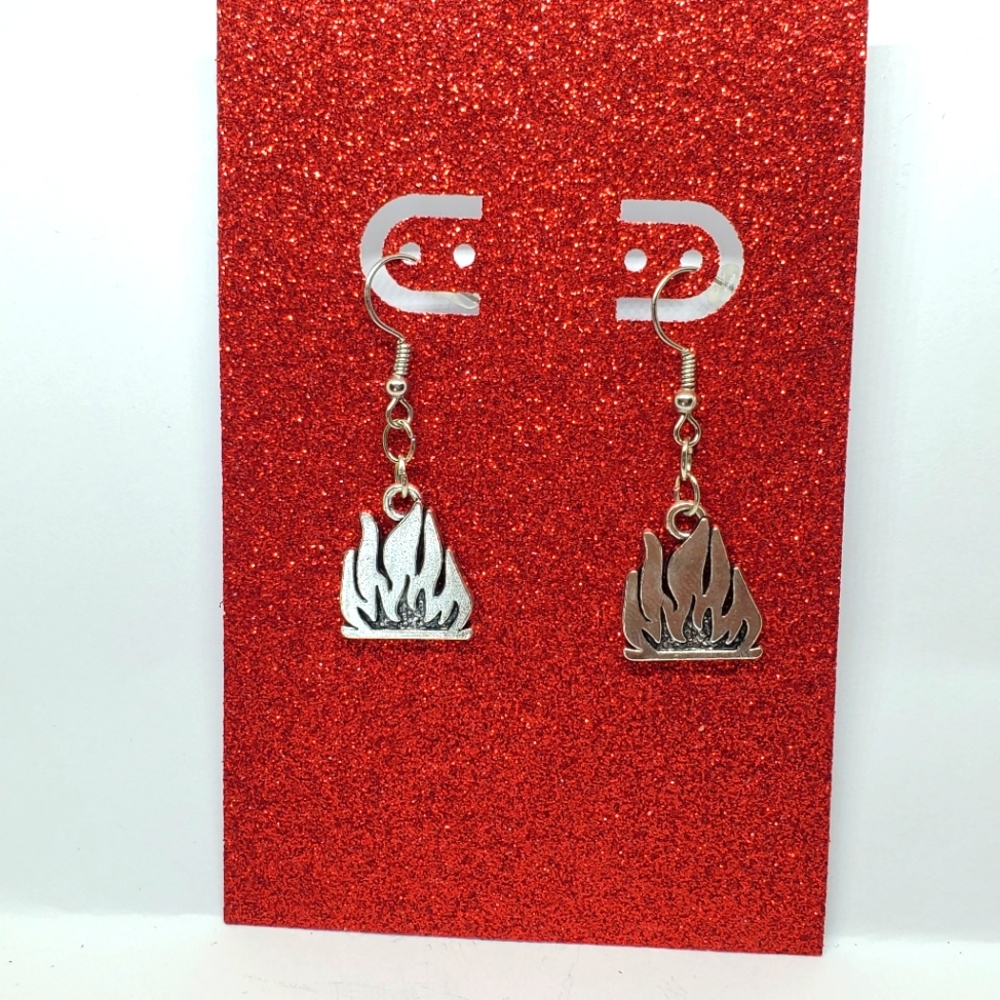 Camp Fire Silver Toned Earrings